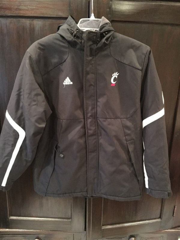 TEAM WORN ADIDAS CINCINNATI BEARCATS GAME COACHES JACKET HOODED