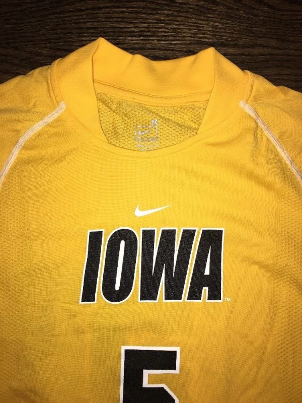 University of Iowa Hawkeyes Game Worn Soccer Jersey Used Gold #5 Nike M