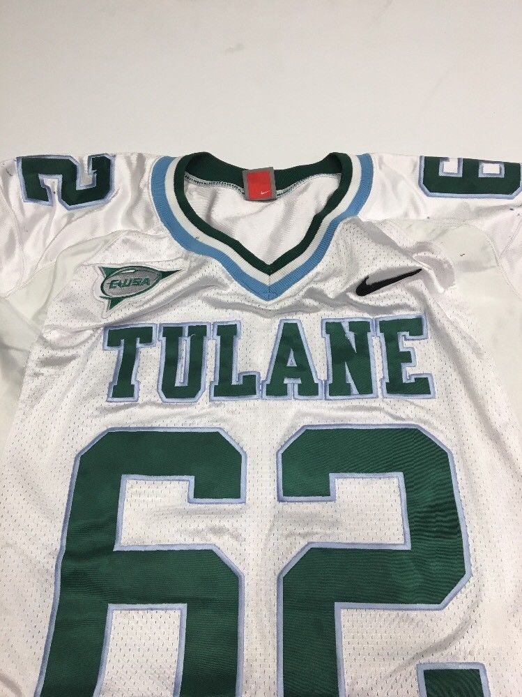 Game Worn Used Nike Tulane Green Wave Football Jersey #62 Size XL ...