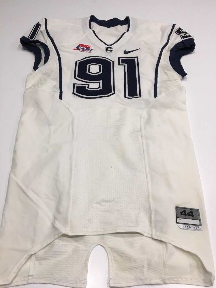 Game Worn Used UConn Huskies Connecticut Football Jersey #91 Size 44 ...