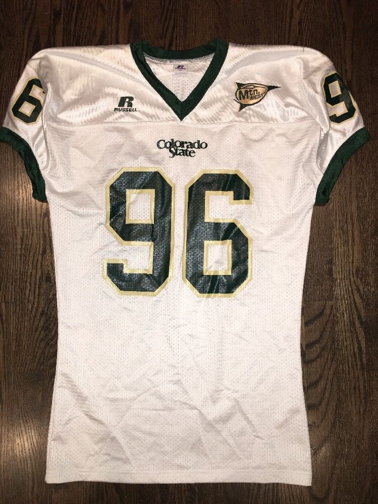 Game Worn Used Colorado State Rams Football Jersey #96 Russell XL ...