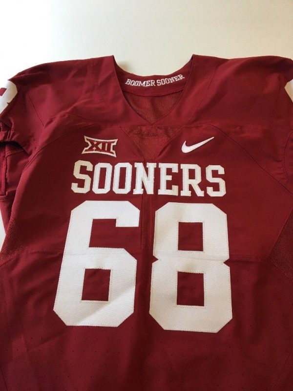 Game Worn Used Oklahoma Sooners Ou Nike Football Jersey Size 48 #68 