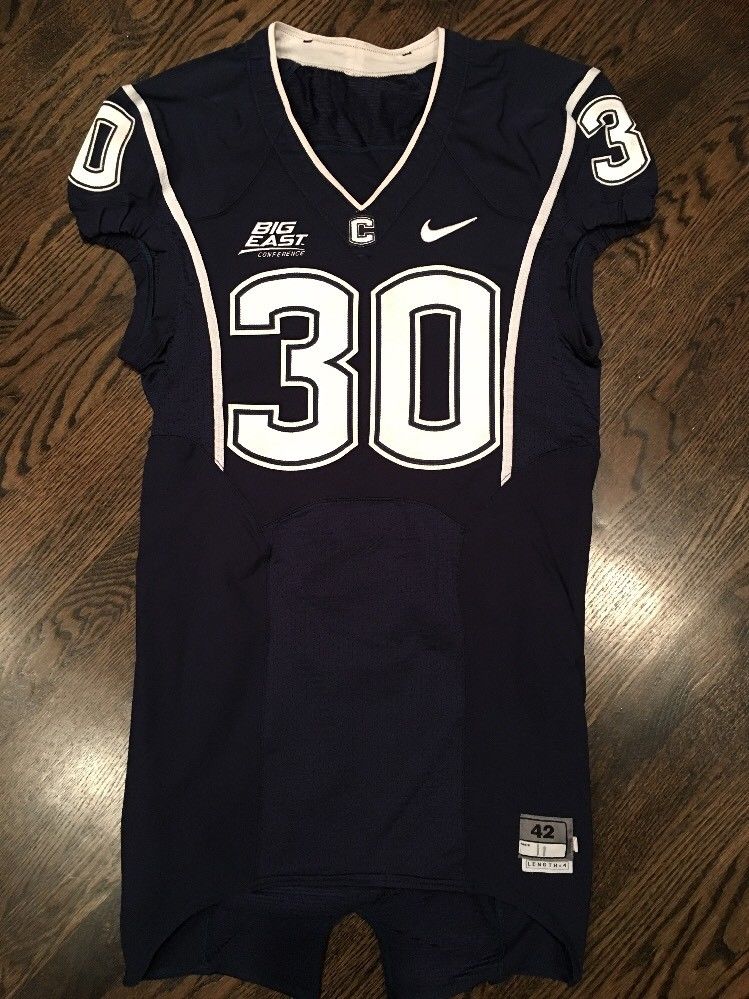 Game Worn Used UConn Huskies Connecticut Football Jersey #30 Nike Size ...