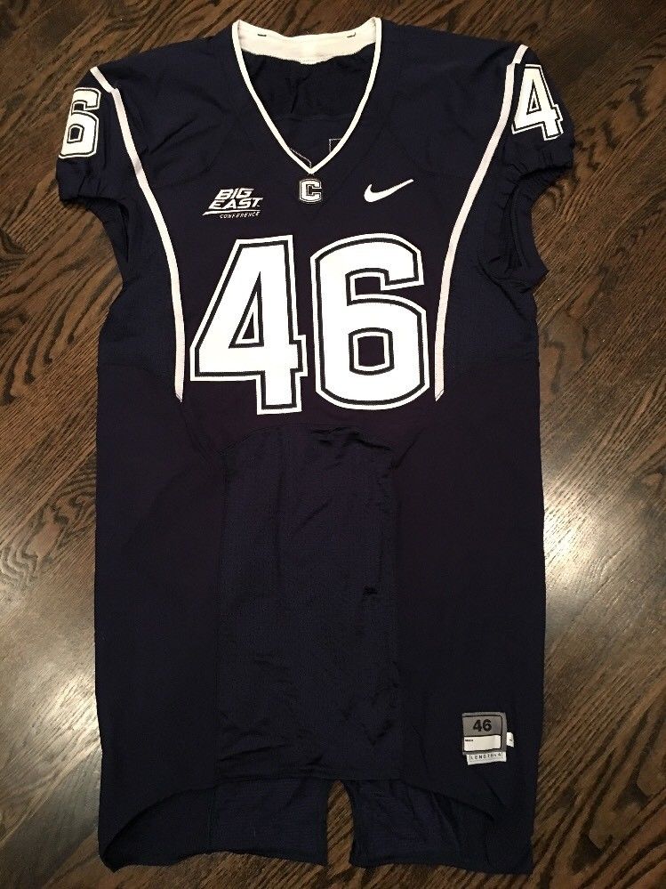 Game Worn Used UConn Huskies Connecticut Football Jersey #46 Nike Size ...