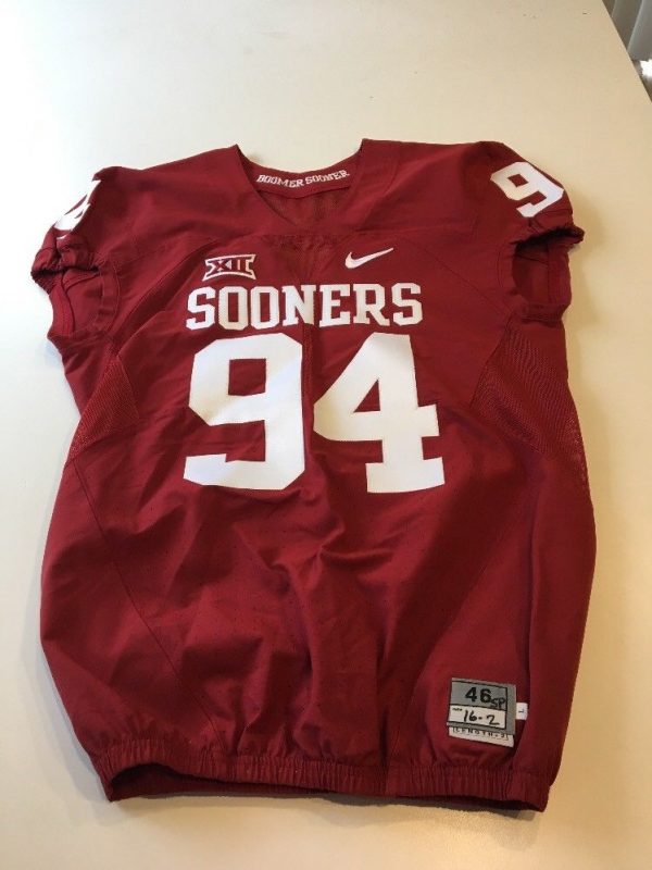 Game Worn Used Oklahoma Sooners Ou Nike Football Jersey Size 46 #94 