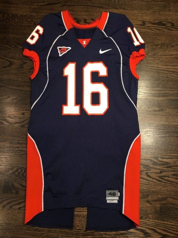 Game Worn Used Illinois Fighting Illini Football Jersey #16 Size 46 ...