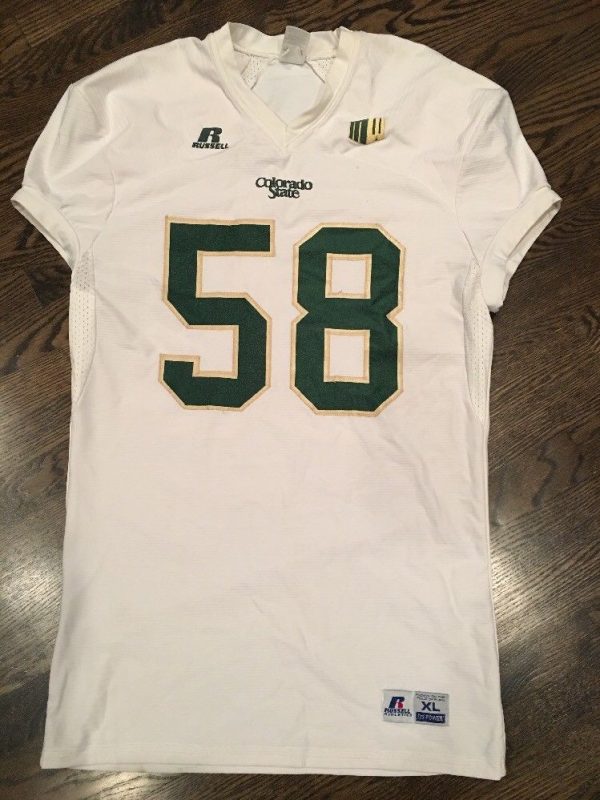 Game Worn Used Colorado State Rams Football Jersey #58 Russell XL ...